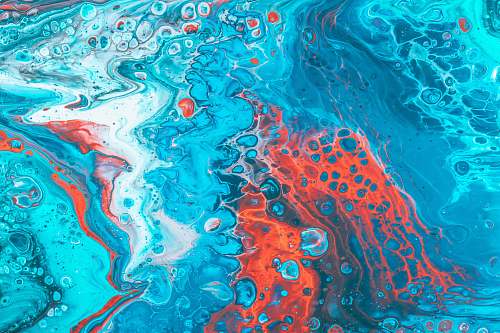 modern art red, blue, and white abstract painting pattern